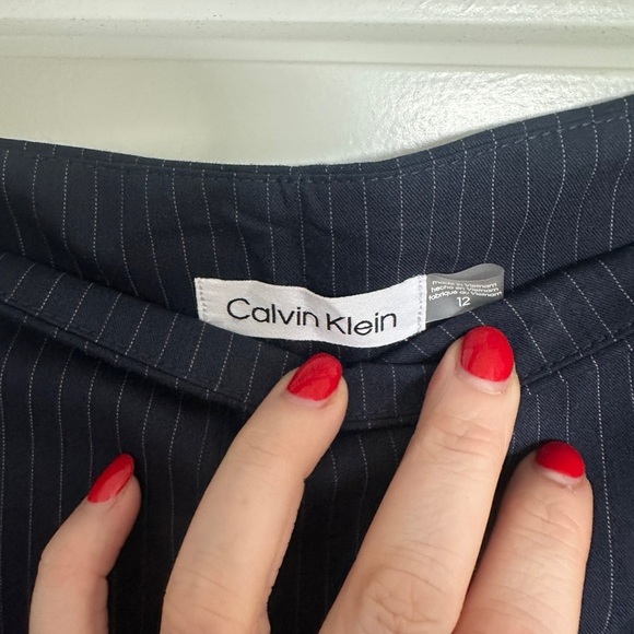 Calvin Klein Black Pinstripe Wide Leg Pants - Picture 2 of 4